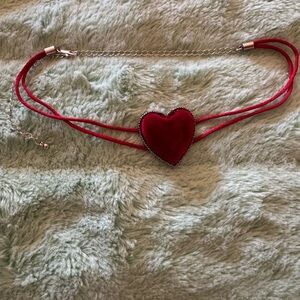 Red Heart Velvet Choker Necklace - Free People Women Jewelry